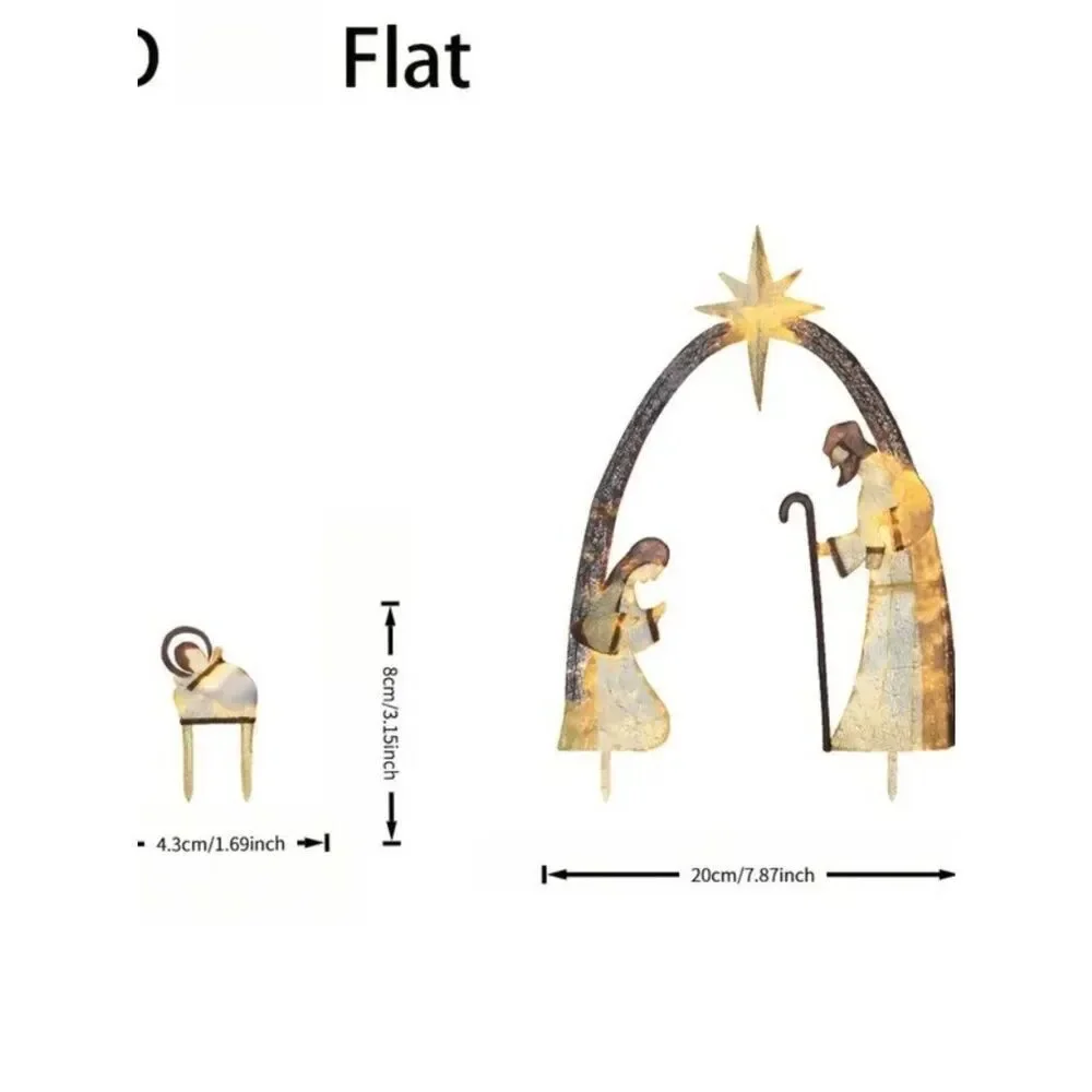 2D Festive Holiday Christmas Joseph, Mary and Jesus Garden Outdoor Stake